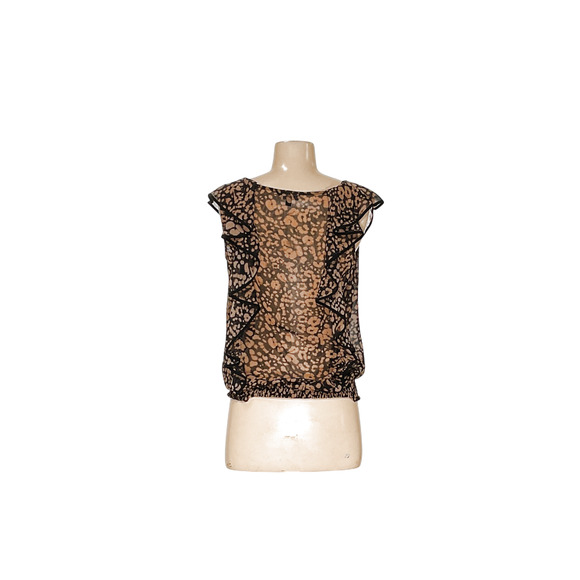 Express Brown Petite Chiffon Blouse - Picture 2 of 4